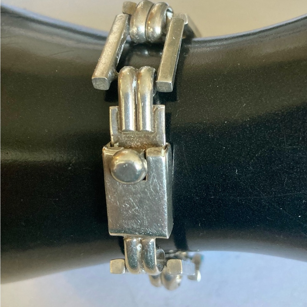 Unique Heavy Sterling & Turquise Bracelet - Picture 6 of 10
